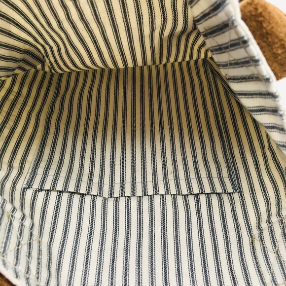 Grainsack Tote Bag, Leather Crossbody Strap, Vintage, Reclaimed Feedsack, Sugar - Picture 5 of 6